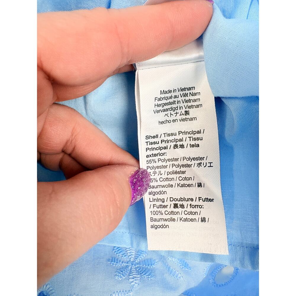J.Crew Re-Imagined Blue Eyelet Midi Maxi Dress Button Front Cottagecore Coastal - Picture 15 of 16